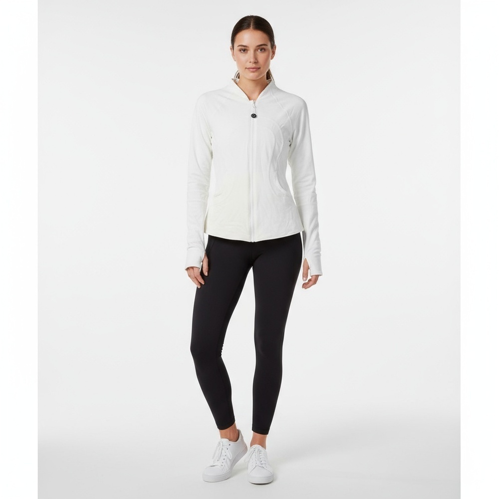 Lululemon White Athletica Full Zip Jacket Womens Long Sleeve Mock Neck sz 4 - Picture 1 of 6